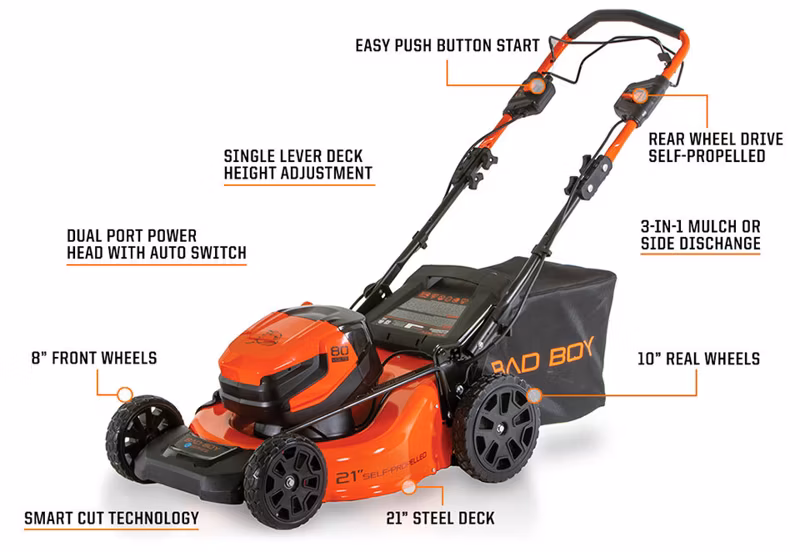 2025 Bad Boy 80V BRUSHLESS 21” DUAL PORT SELF-PROPELLED MOWER - Image 1